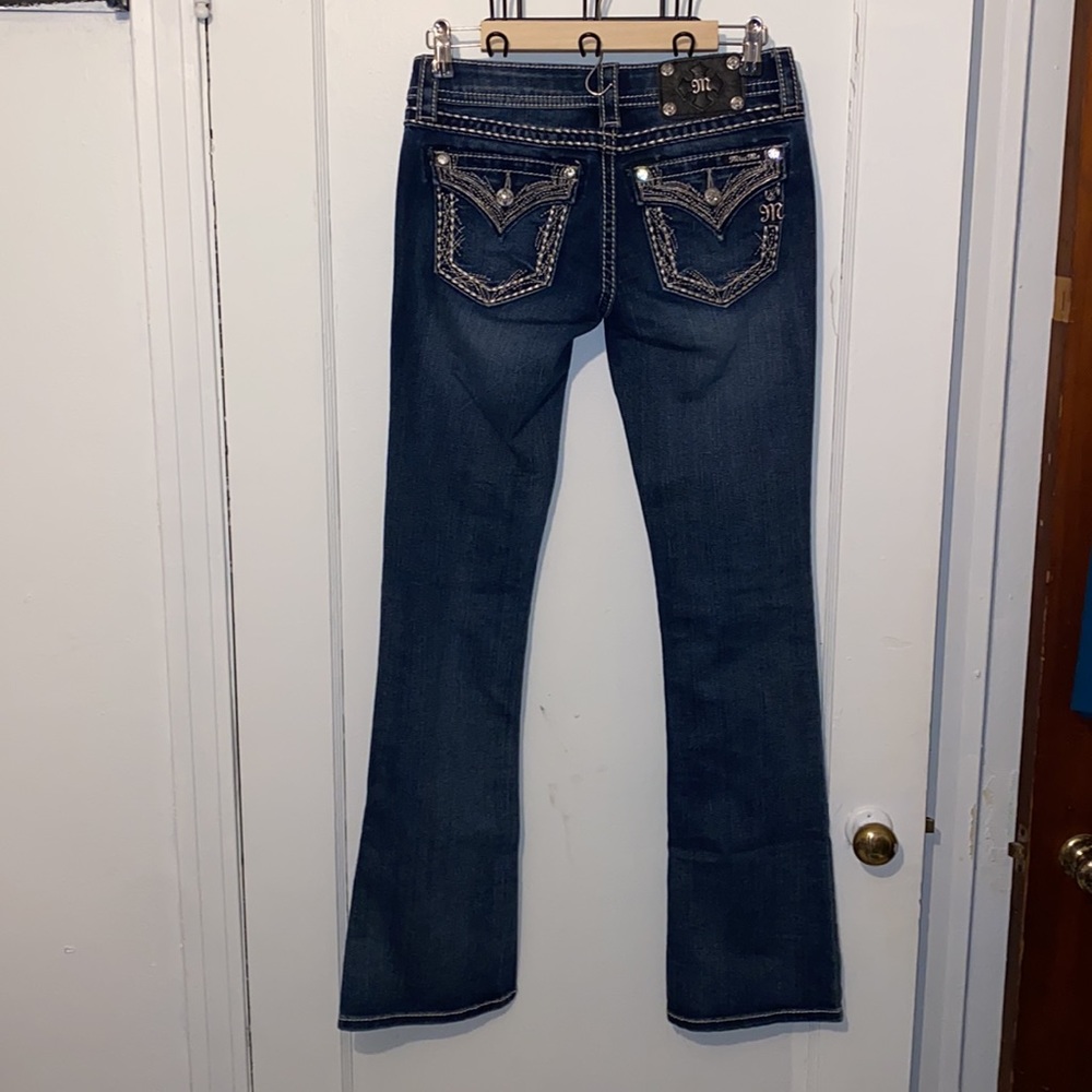 Miss Me Signature Rise Boot bootcut dark denim jeans with embellished bling - Picture 5 of 8